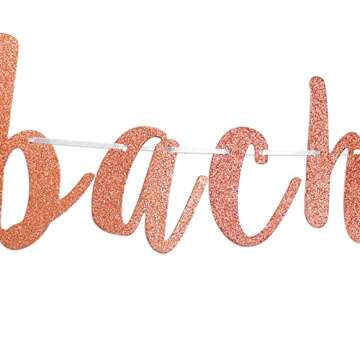 Big Bach Energy Banner, Bachelorette Party Decorations Pre-Strung Hen Party Sign Bridal Shower Decor Rose Gold Glitter
