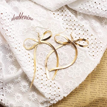 Handmade Doubnine Bow-Knot Ribbon Drop Dangle Earrings