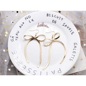 Handmade Doubnine Bow-Knot Ribbon Drop Dangle Earrings