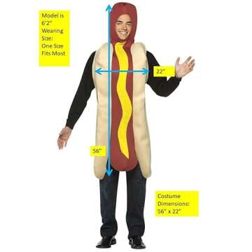 Rasta Imposta Lightweight Hot Dog Costume, Multi-Colored, One Size
