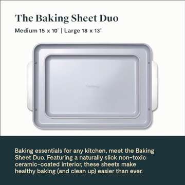 Caraway Non-Stick Ceramic Baking Sheet Duo - Naturally Slick Ceramic Coating - Non-Toxic, PTFE & PFO...