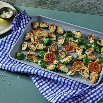 Caraway Non-Stick Ceramic Baking Sheet Duo - Naturally Slick Ceramic Coating - Non-Toxic, PTFE & PFOA Free - 18 x 13" Large & 15 x 10" Medium - Navy