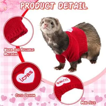 4 Pcs Ferret Clothes Hamster Sweater Guinea Pig Clothes Bunny Costume Knitted Sweatshirt for Warm Winter Valentine Christmas Vest Clothing Ferret Accessories Kit Small Animal Outfit (Heart Style)