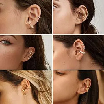 Dochais Ear Cuff Helix Cartilage Clip on Earrings Ear Cartilage Clip on Wrap Earrings Ear Cuffs for Women Men Non Piercing Ear Clip Fake Earrings Cartilage(Gold/Silver)