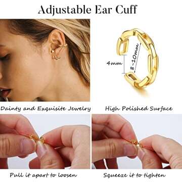 Dochais Ear Cuff Helix Cartilage Clip on Earrings Ear Cartilage Clip on Wrap Earrings Ear Cuffs for Women Men Non Piercing Ear Clip Fake Earrings Cartilage(Gold/Silver)