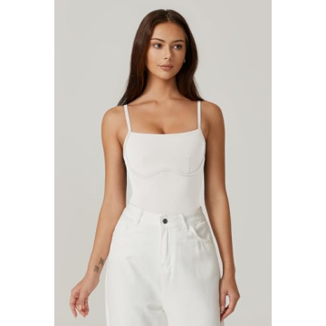 QINSEN Women's Sexy Cami Bodysuit Top for Effortless Style