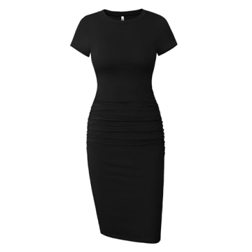 Stylish Black Ruched Bodycon Dress - Perfect for Summer & Maternity