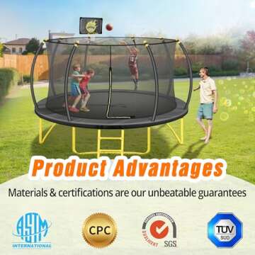 Durable JINS&VICO 12FT Trampoline with Backboard