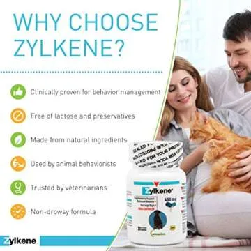 Vetoquinol Zylkene Calming Support Supplement for Large Dogs 33-132lbs, Helps Promote Relaxation and Reduce External Stress Factors, Daily Behavioral Support and Anxiety Relief for Dogs, 450mg
