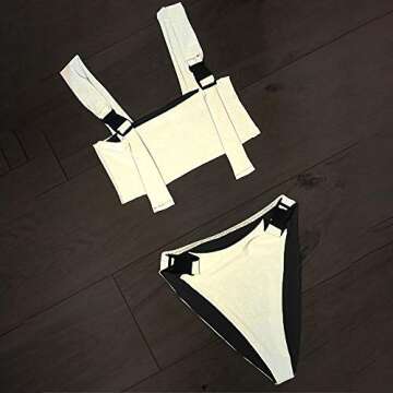 LZLRUN Reflective Bikini Set New Summer Women Shiny Glowing Swimwear Beachwear (L) Grey