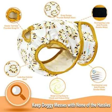 Langsprit Washable Dog Diapers – 3 Pack for Female Dogs