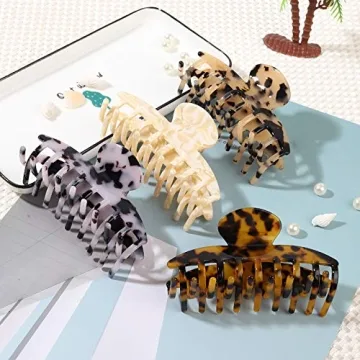 4 Large Hair Claw Clips for Thick or Thin Hair - 4 PCS Set