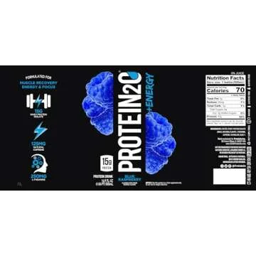 Protein2o 15g Whey Protein Infused Water Plus Energy, Blueberry Raspberry, 16.9 oz Bottle (Pack of 12)