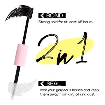 Lash Glue Bond and Seal Long Lasting Strong Hold Waterproof 2 in 1 Cluster Eyelash Glue for DIY Lash...