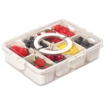 Artendjoon Divided Serving Tray with Lids,Handle&8Removable Boxs,Snack Box Container,Fruit,Candy Pla...