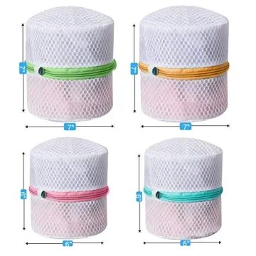BAGAIL Lingerie Bags for Laundry - Set of 4 Honeycomb Mesh Bra Wash Bag with Premium Zipper Travel Laundry Bag for Intimates Lingerie and Delicates(Bra Wash Bag 4 Set)