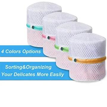 BAGAIL Lingerie Bags for Laundry - Set of 4 Honeycomb Mesh Bra Wash Bag with Premium Zipper Travel Laundry Bag for Intimates Lingerie and Delicates(Bra Wash Bag 4 Set)