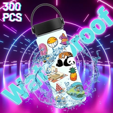 300pcs Cool Vinyl Stickers for Water Bottles and Crafts