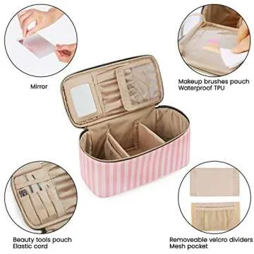 BAGSMART Makeup Bag Cosmetic Bag Large Toiletry Bag Travel Bag Case Organizer for Women (Pink)