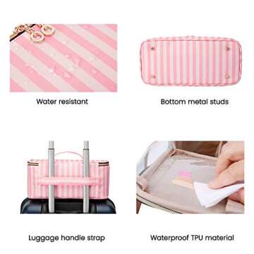BAGSMART Makeup Bag Cosmetic Bag Large Toiletry Bag Travel Bag Case Organizer for Women (Pink)