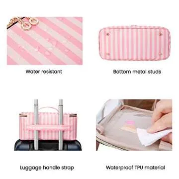 BAGSMART Makeup Bag Cosmetic Bag Large Toiletry Bag Travel Bag Case Organizer for Women (Pink)