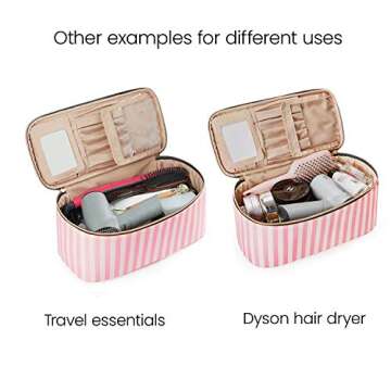 BAGSMART Makeup Bag Cosmetic Bag Large Toiletry Bag Travel Bag Case Organizer for Women (Pink)