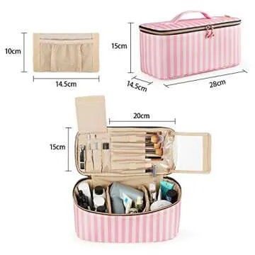 BAGSMART Makeup Bag Cosmetic Bag Large Toiletry Bag Travel Bag Case Organizer for Women (Pink)
