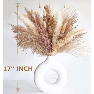 Natural Dried Pampas Grass Decor, 110 PCS Pampas Grass Contains White Bunny Tails Dried Flowers, Artificial Flowers for Bathroom Decor, Bathroom Wall Decor, Office Decor and Baby Shower Decorations