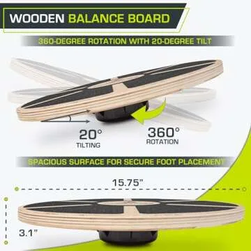 ProSource Wooden Balance Board for Stability Training and Core Exercises