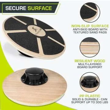 ProSource Wooden Balance Board for Stability Training and Core Exercises