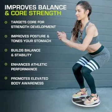 ProSource Wooden Balance Board for Stability Training and Core Exercises