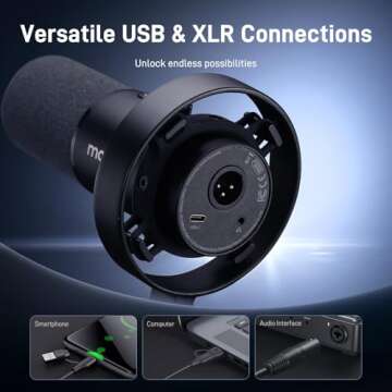 Professional USB XLR Dynamic Microphone for Streaming and Podcasting