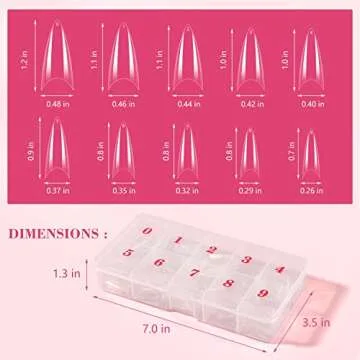 Quaferen Clear Stiletto Nail Tips, 500PCS Half Cover Soft Gel Nail Tips Medium Stiletto False Nails Almond Shape Curved Nail Tips for Acrylic Nails Salon Home DIY with Box 10Sizes