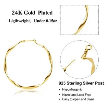 Stylish 24K Gold Hoop Earrings for Sensitive Ears