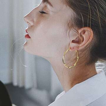 Stylish 24K Gold Hoop Earrings for Sensitive Ears