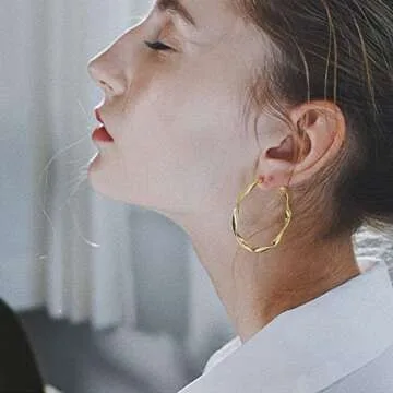 Stylish 24K Gold Hoop Earrings for Sensitive Ears