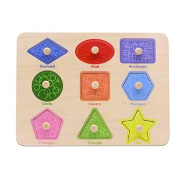 Aile Toddler Wooden Preschool Learning Shape Peg Puzzle Board Toys