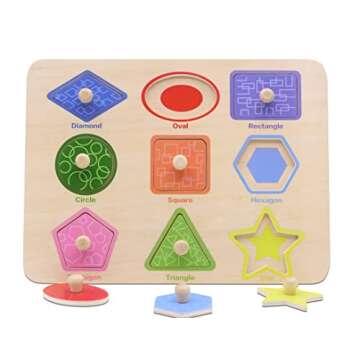 Aile Toddler Wooden Preschool Learning Shape Peg Puzzle Board Toys