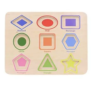 Aile Toddler Wooden Preschool Learning Shape Peg Puzzle Board Toys