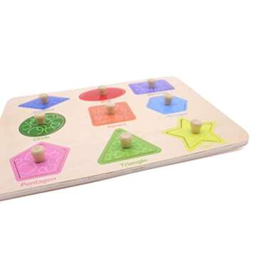 Aile Toddler Wooden Preschool Learning Shape Peg Puzzle Board Toys