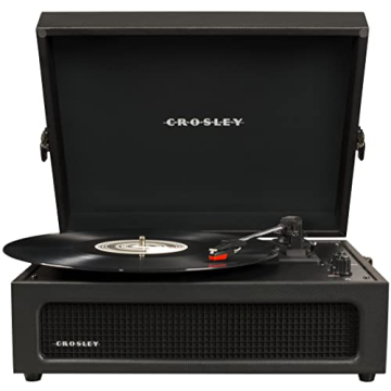 Crosley CR8017B-BK Voyager Vintage Portable Record Player with Bluetooth and Built-in Speakers in Bl...