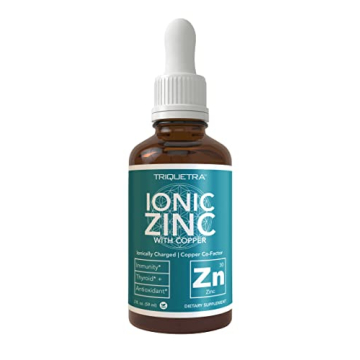 Ionic Zinc Plus Copper Liquid Concentrate 240 Servings in Glass Bottle - Vegan Supplement for Immuni...