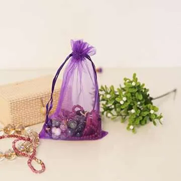 HRX Purple Organza Gift Bags 100pcs - Perfect for Gifts