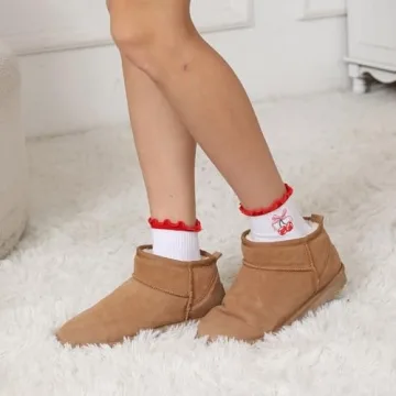 Puedizux Pilates Socks - Grip and Stylish Ruffle Cuff