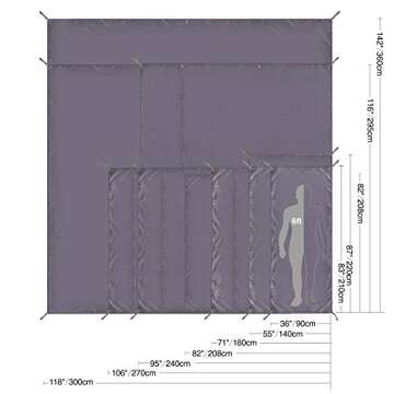 REDCAMP Waterproof Camping Tent Tarp - 36"x83", 4 in 1 Multifunctional Tent Footprint for Camping, Hiking and Survival Gear, Lightweight and Compact