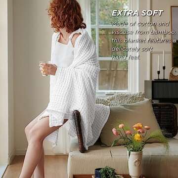 Bedsure Cooling Waffle Weave Blanket for Hot Sleepers
