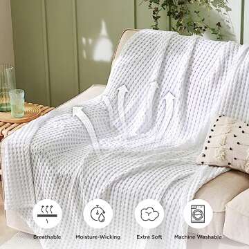 Bedsure Cooling Waffle Weave Blanket for Hot Sleepers