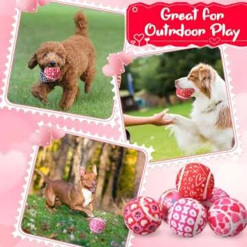Seenelling 6 Pcs Valentine's Squeaky Tennis Balls Interactive Dog Balls for Small Medium Large Dogs Pets Teething Durable 2.5 Inch Fetch Toys for Aggressive Chewer Training Catching, 6 Style