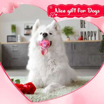 Seenelling 6 Pcs Valentine's Squeaky Tennis Balls Interactive Dog Balls for Small Medium Large Dogs Pets Teething Durable 2.5 Inch Fetch Toys for Aggressive Chewer Training Catching, 6 Style