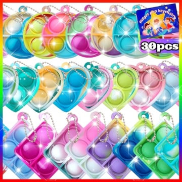 ONKULL Pop Fidget Keychain 30 Pack Colorful Fun Toys